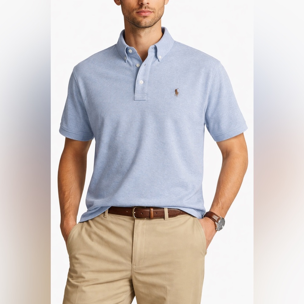 Polo Ralph Lauren Knit Oxford Polo Shirt Men’s XLT Light Blue Big & Tall Pony